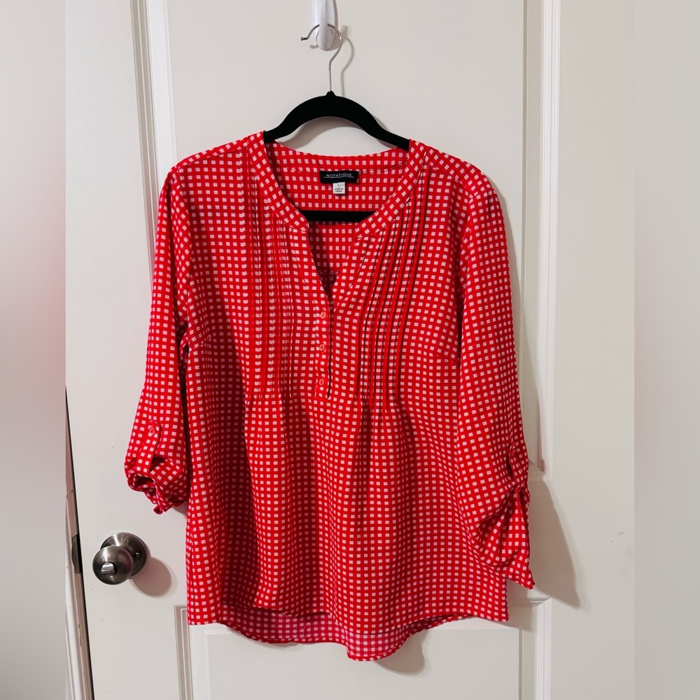 Notations Red Gingham Women's Blouse